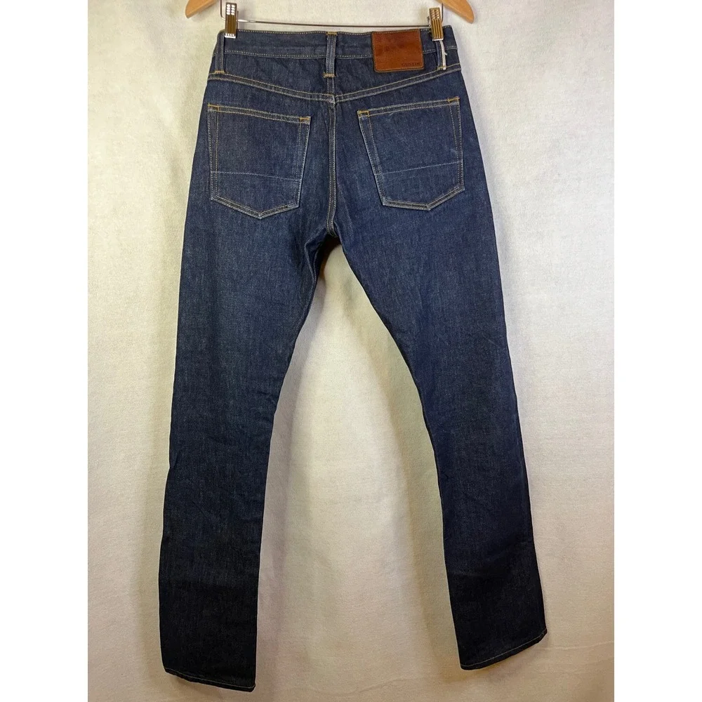 GUSTIN Raw Selvedge Denim Jeans Dark Indigo Slim Cut Button Fly USA 32 X 32